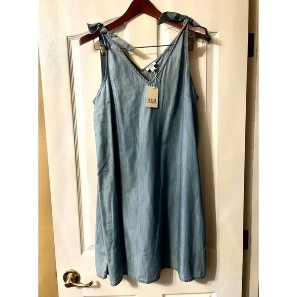 white christmas dresses Women's No Bad Days Denim Button Down Mini Dress in Blue main image 0